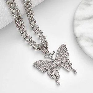 Zoestar Butterfly Choker Necklace Gorgeous Crystal Pendant Necklaces Sparkly